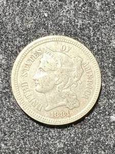 lot 17 image: 1881 US 3 CENT NICKEL