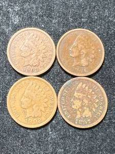 lot 23 image: 4 US INDIAN HEAD CENTS