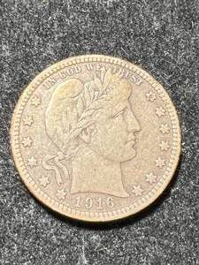 lot 35 image: 1916-D US BARBER QUARTER