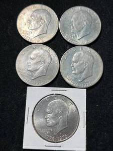 lot 41 image: GROUP OF 5 US EISENHOWER DOLLARS