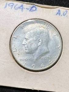 lot 66 image: 1964-D US KENNEDY HALF DOLLAR AU