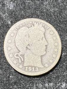 lot 89 image: 1913 US BARBER QUARTER