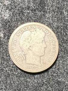 lot 100 image: 1900 US BARBER DIME