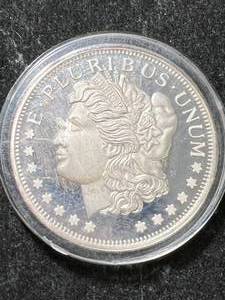 lot 102 image: 1 TROY OZ .999 FINE SILVER MORGAN DOLLAR DESIGNED ROUND IN AIRTITE
