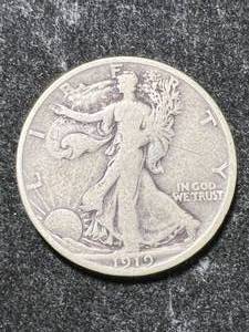 lot 105 image: 1919-S US WALKING LIBERTY HALF DOLLAR