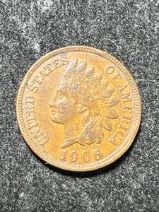 lot 108 image: 1906 US INDIAN HEAD CENT XF