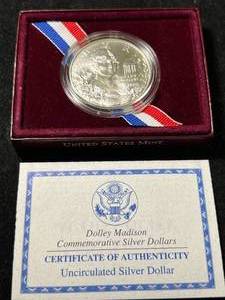 lot 110 image: DOLLY MADISON US COMMEM SILVER DOLLAR