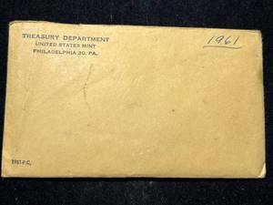 lot 116 image: 1961 US PROOF SET IN ORIGINAL ENVELOPE
