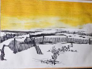 lot 9 image: Alec Cowan Artist Proof Print  Sand Fences