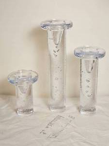 lot 20 image: Kosta Boda Kjell Engman Ice Clear Modernist Candle Holders