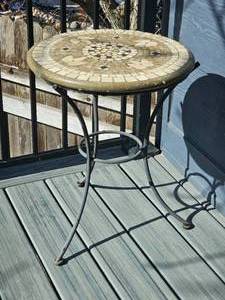 lot 51 image: Tile Mosaic Side Table with Iron Base