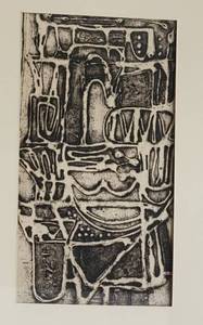 lot 11 image: Abstract Monochrome Framed Etching signed Gloria 1971