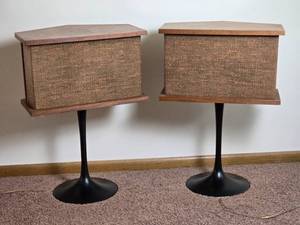 Awesome Vintage Bose Stereo Speaker Side Tables on Industrial Metal Mounts
