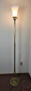 lot 67 image: Brilliant Brass Stiffel Torchiere Floor Lamp