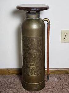 lot 105 image: Amazing Vintage Elkhart Brass Fire Extinguisher