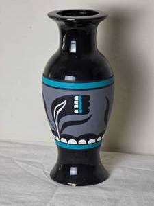 lot 135 image: SIGNED Studio Art Ceramic Native American Vase - Black