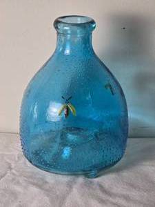 lot 138 image: Adorable Blue Glass Insect Catcher Vase