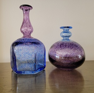 Kosta Boda Signed Bertil Vallien Art Glass Bud Vase, pair