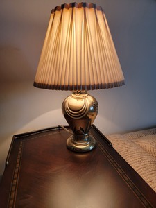 lot 68 image: Petite Draped Brass Table Lamp, pair