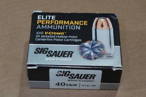 lot 156 image: 20 Sig Sauer V-Crown .40 S&W 165 Gr JHP Ammo