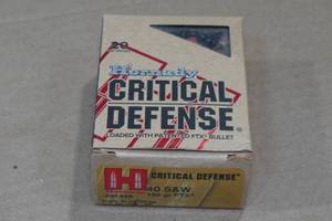 lot 158 image: 20 Hornady Critical Defense .40 S&W 165 Gr FTX Ammo
