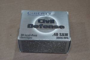 lot 160 image: 20 Liberty Civil Defense .40 S&W 60 Gr HP Ammo