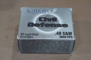 lot 161 image: 20 Liberty Civil Defense .40 S&W 60 Gr HP Ammo