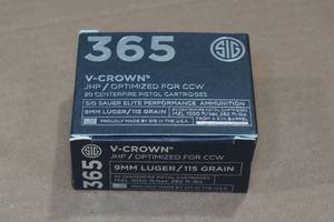 lot 169 image: 20 Sig Sauer V-Crown 365 9mm Luger 115 Gr JHP Ammo