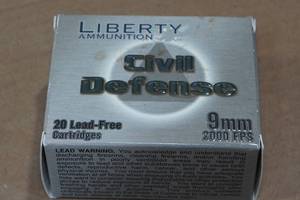 lot 174 image: 20 Liberty Civil Defense 9mm 50 Gr HP Ammo