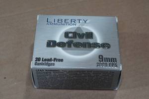lot 175 image: 20 Liberty Civil Defense 9mm 50 Gr HP Ammo