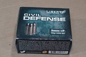 lot 187 image: 20 Liberty Civil Defense 9mm P 50 Gr HP Ammo
