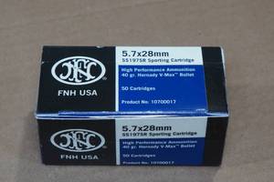 lot 202 image: 50 FNH 5.7 x 28mm 40 Gr Hornady V-Max Ammo
