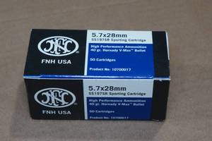 lot 204 image: 50 FNH 5.7 x 28mm 40 Gr Hornady V-Max Ammo