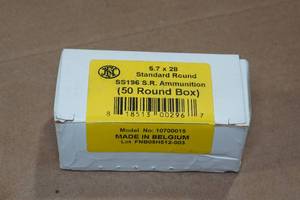 lot 207 image: 50 FNH 5.7 x 28mm 40 Gr Hornady V-Max Ammo