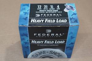 lot 232 image: 25 Federal Game-Shok 12 Gauge 2-34 4 Shot Shotshells