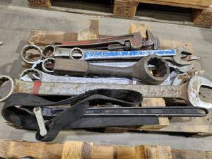 lot 45 image: Set of Heavy-Duty Wrenches and Tools with Straps