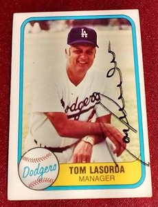 lot 1 image: Tom Lasorda Autographed Card