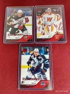 lot 10 image: (3) Numbered 2022-23 Upper Deck AHL Hockey Cards