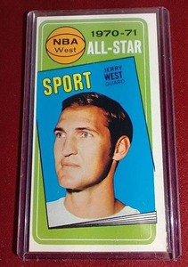 lot 29 image: 1970-71 Topps Jerry West Tall Boy Card - Very Nice