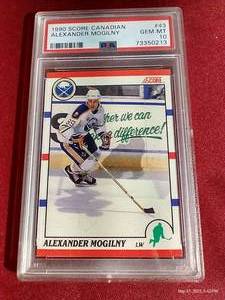 lot 39 image: 1990 Score Canadian Alexander Mogilny Rookie Card - PSA 10