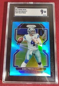lot 42 image: 2021 Prizm Dak Prescott Light Blue Prizm Card - SGC 9