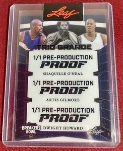 lot 50 image: Leaf 11 Shaquille ONealArtis GilmoreDwight Howard Pre-Production Proof Card