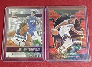 lot 52 image: (2) Anthony Edwards Prizm Cards