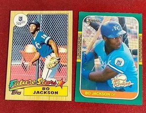 lot 67 image: (2) Bo Jackson Cards - (1) Rookie & (1) Reprint