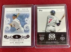 lot 96 image: (2) Numbered Topps Joe Mauer Cards