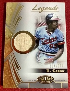 lot 101 image: 2023 Topps Tier 1 Rod Carew Game-Used Bat Card - #d200