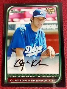 lot 104 image: 2008 Bowman Clayton Kershaw Rookie Card