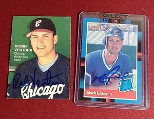 lot 109 image: (2) Autographed Baseball Cards - 90s Stars