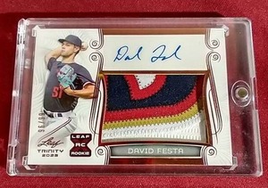 lot 111 image: 2023 Leaf Trinity David Festa Jersey Autograph Rookie Card - #d99