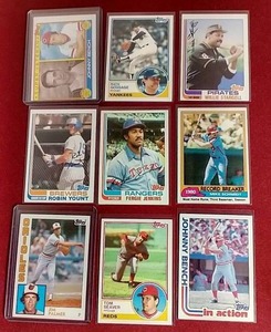 lot 116 image: (9) 1980s Baseball HOFer Cards